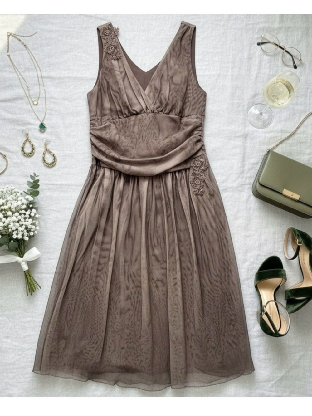 Vtg Torrid Brown Tulle Fit and Flare Dress‎ Size 14